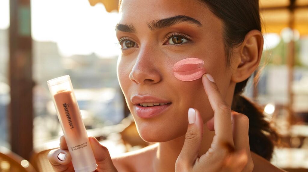 Blush líquido que não mancha e dá efeito saúde real