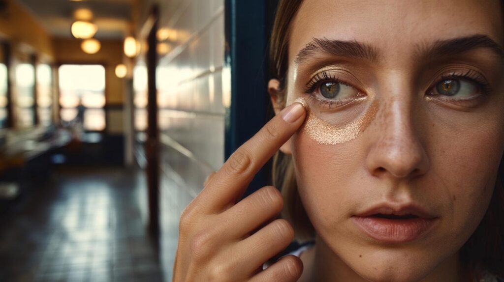Brilho nos olhos sem parecer fantasia com partículas finas na medida