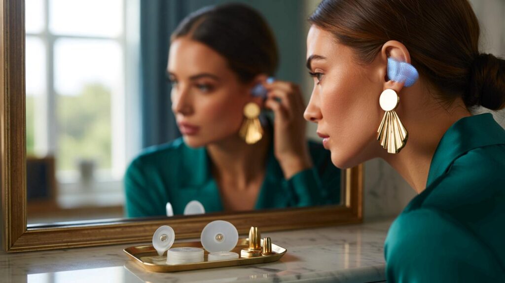 Brinco grande sem pesar a orelha com base e silicone certo