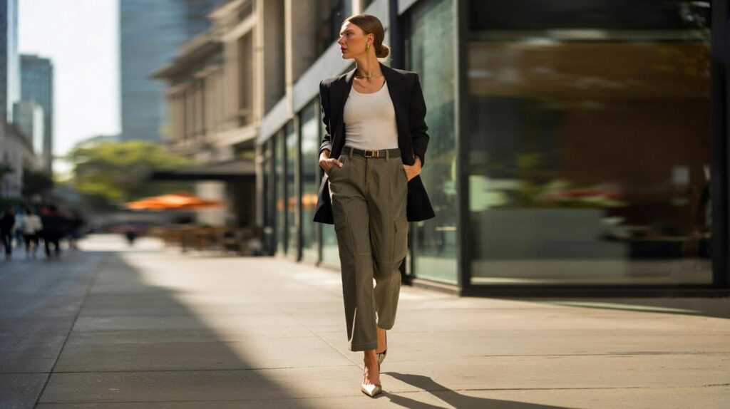 Calça cargo feminina elegante que não vira look teen e alonga