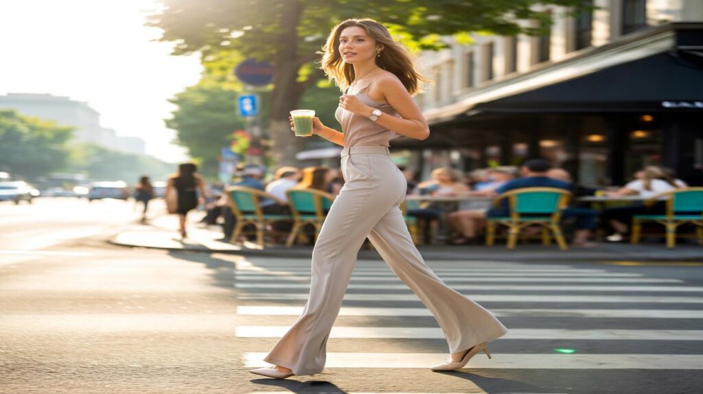 Calça flare leve que alonga muito no calor com tecido fluido
