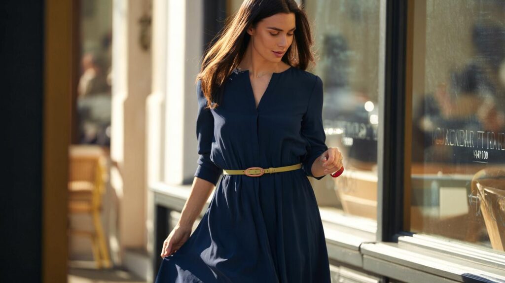 Cinto fino marcando cintura do jeito certo sem cortar a silhueta