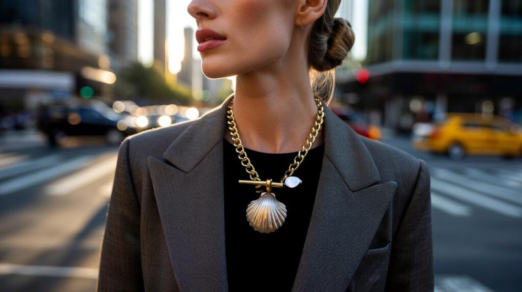 Colar de concha chique de novo com mix moderno