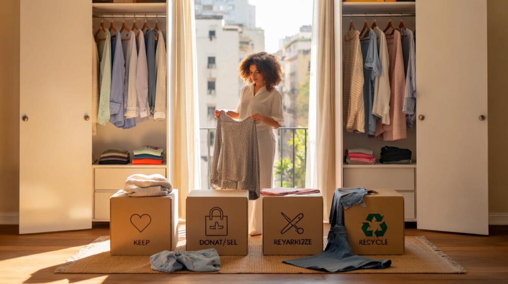 Como abrir espaço no guarda-roupa e na mente com o método das 4 caixas