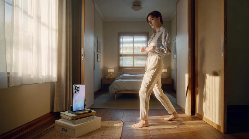 Como fotografar look de corpo inteiro no quarto pequeno usando o celular