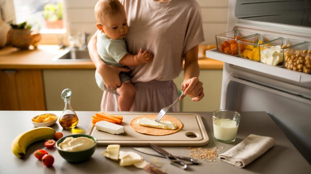 Como preparar lanche saudável com criança no colo – dicas reais para mães modernas