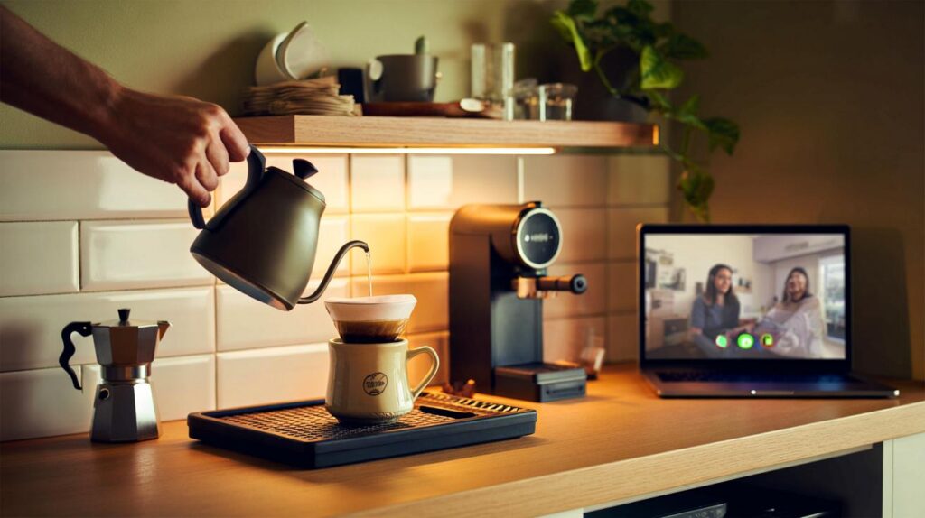 Esse estilo de home-office com estilo está redefinindo rodadas de café em casa