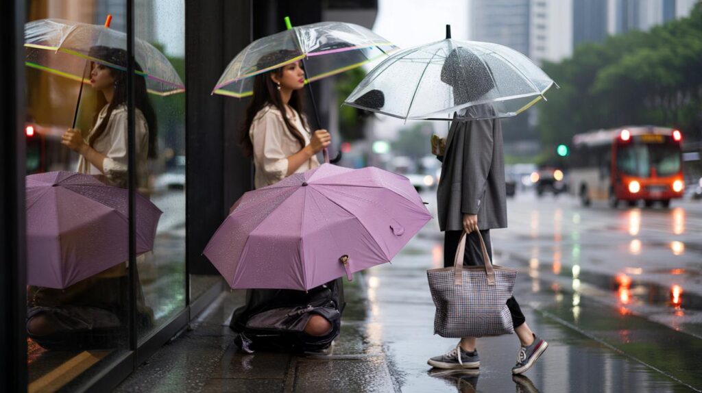 Esse guarda-chuva compacto virou acessório de moda para mulheres urbanas