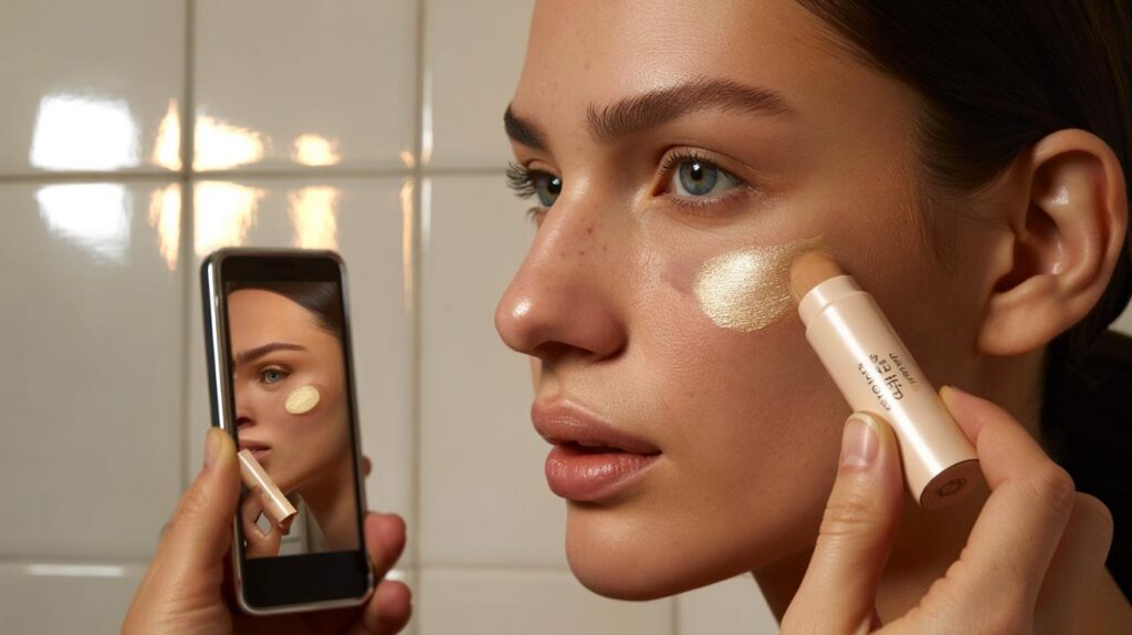 Iluminador em bastão que não marca textura e fotografa lindo