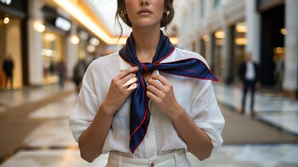 Lenço que transforma look total white com um nó estratégico