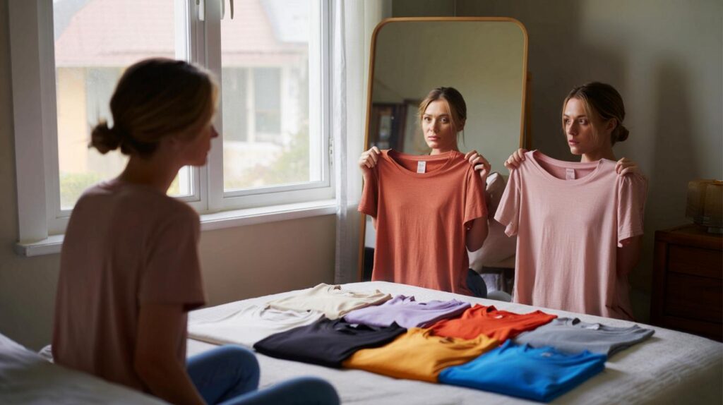 Mapeamento de cor pessoal em casa usando camisetas que você já tem e um espelho