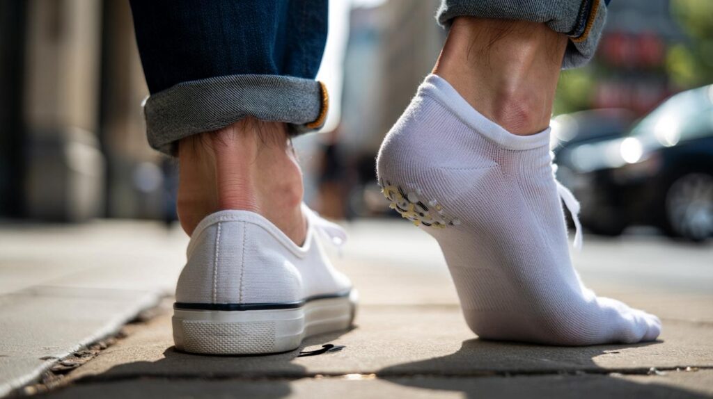 Meia invisível que não escorrega com truque de ajuste