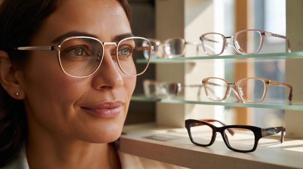 Óculos de armação fina que rejuvenescem e iluminam o rosto