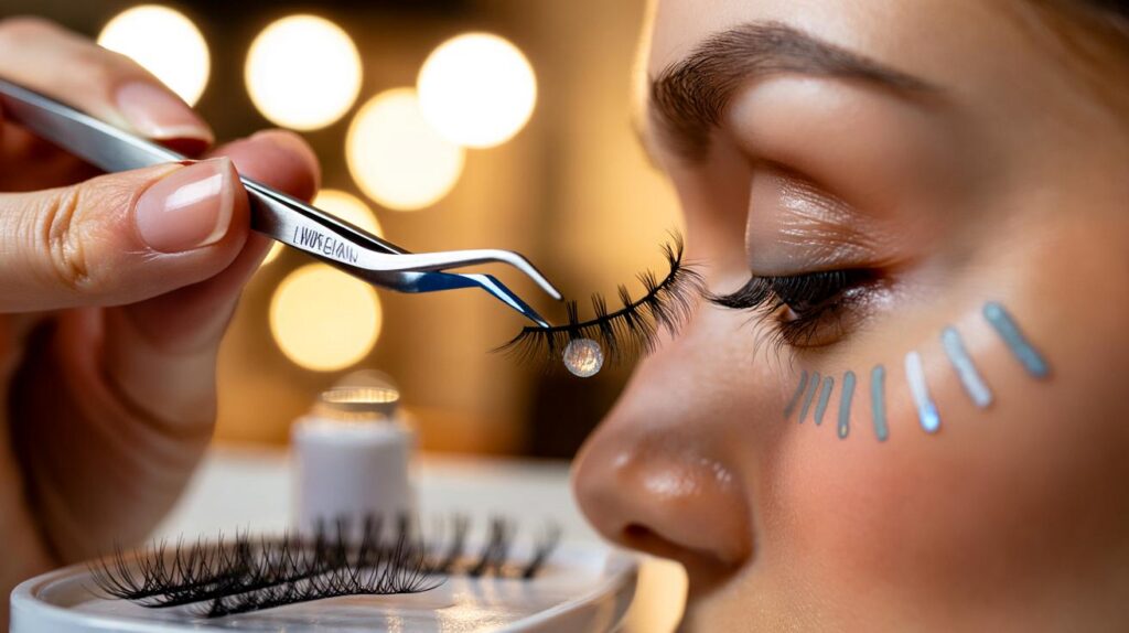 Pinça para aplicar cílios tufinho sem erro com mapa de posições