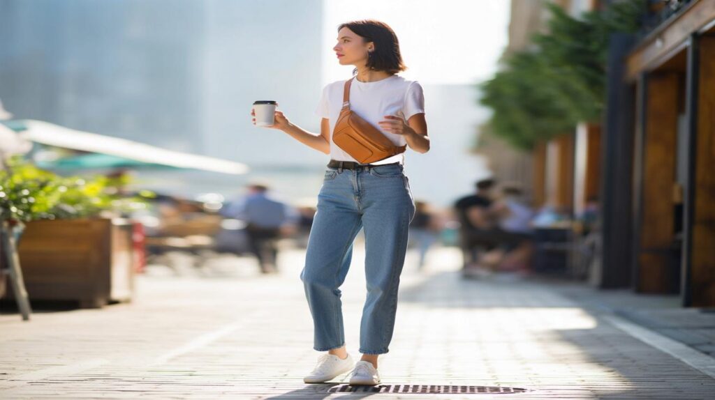 Pochete transversal chique que libera as mãos e valoriza cintura