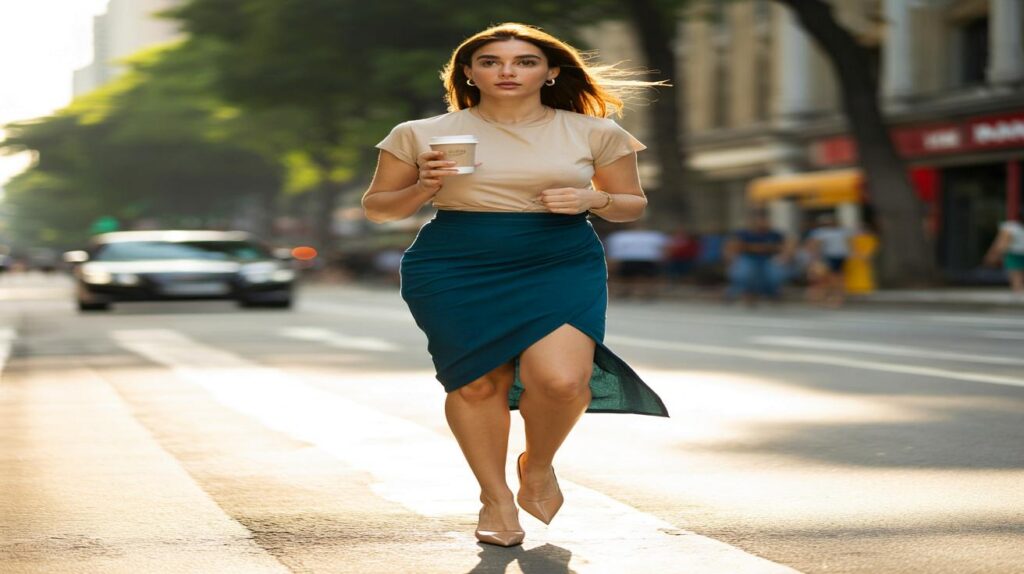 Saia assimétrica que emagrece visualmente e movimenta o look