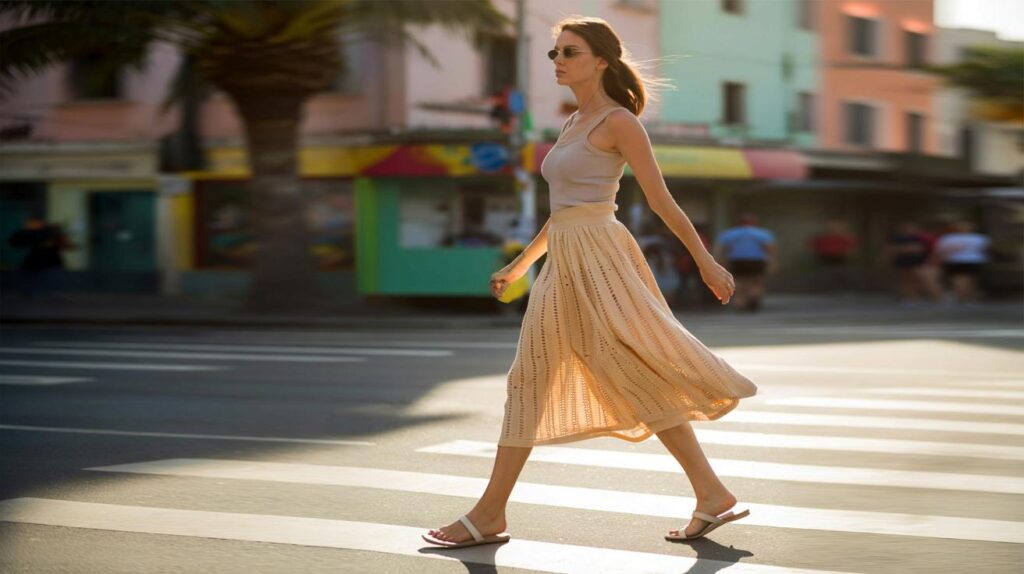 Saia de tricô que não esquenta com pontos vazados na medida