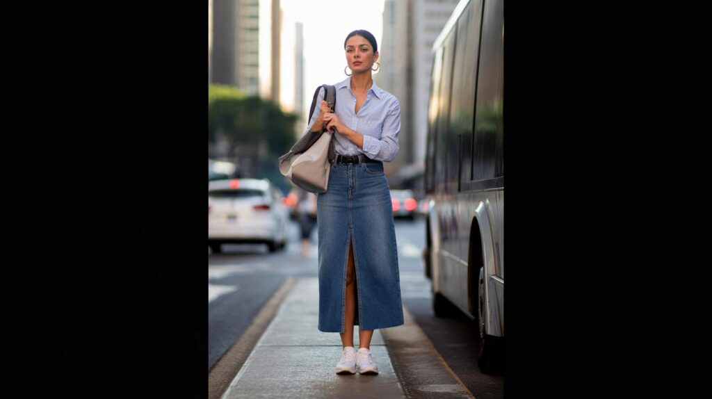 Saia jeans longa continua forte e fica elegante com truques simples