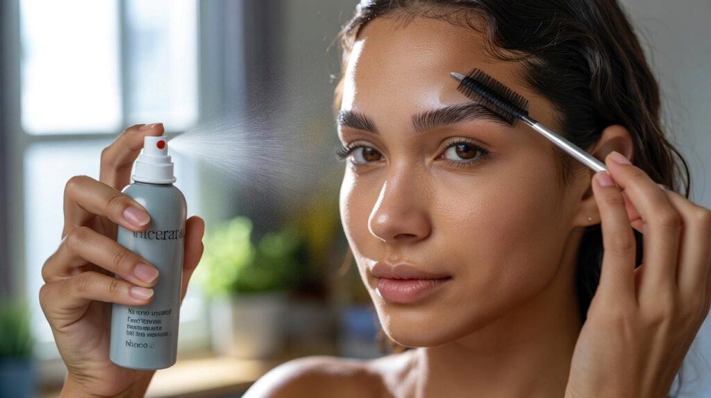 Sobrancelha alinhada sem gel com escovinha e água termal