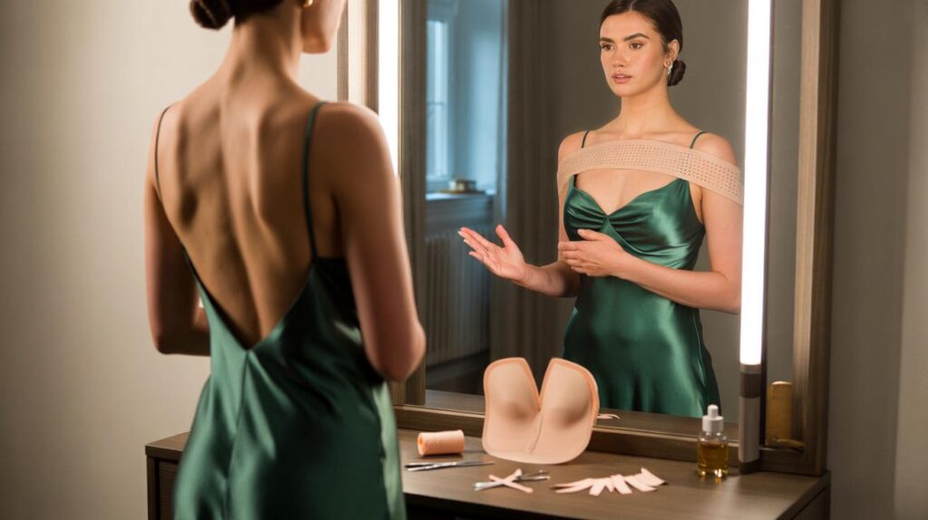 Sutiã adesivo certo para vestidos de costas de fora com suporte real