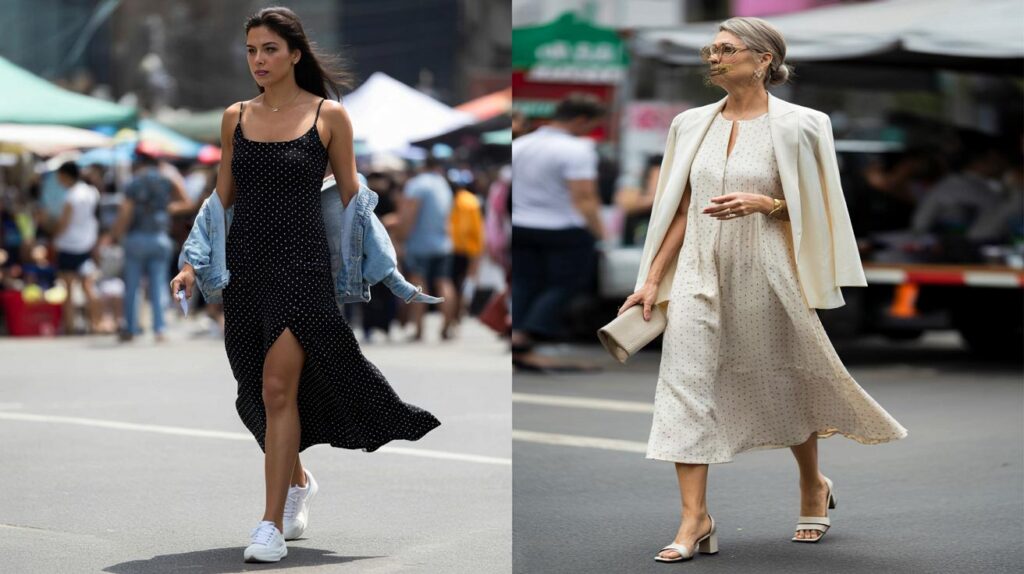 Vestido de poá queridinho de novo com modelagens atuais