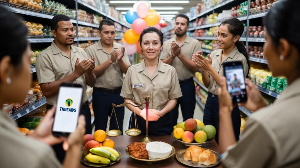 Banquete para funcionário em supermercado divide o Threads: 90 mil viram, benefício ou marketing?