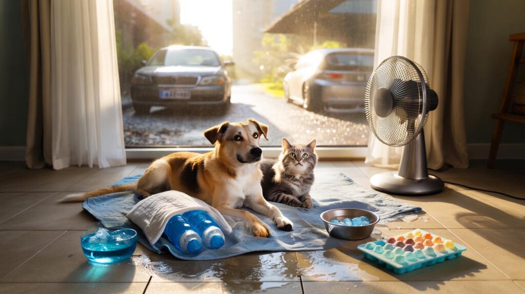 Calor de 40 °C e risco no carro: 7 truques baratos para você salvar seu pet hoje em 10 minutos