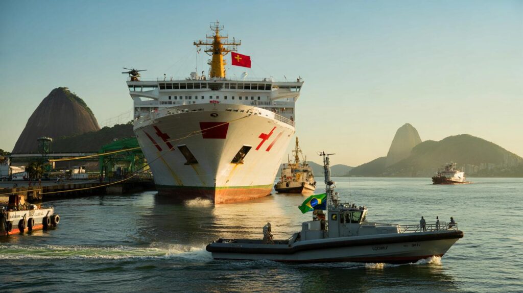 China quer atracar navio hospital no Rio: você aceitaria a visita? 220 dias, 12 países, e pressão