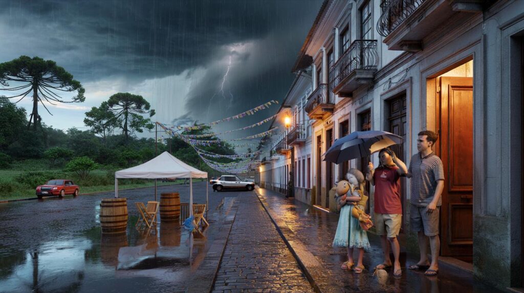 Ciclone de 100 km/h adia festival de rua no RS: você arriscaria sair com sua família hoje?