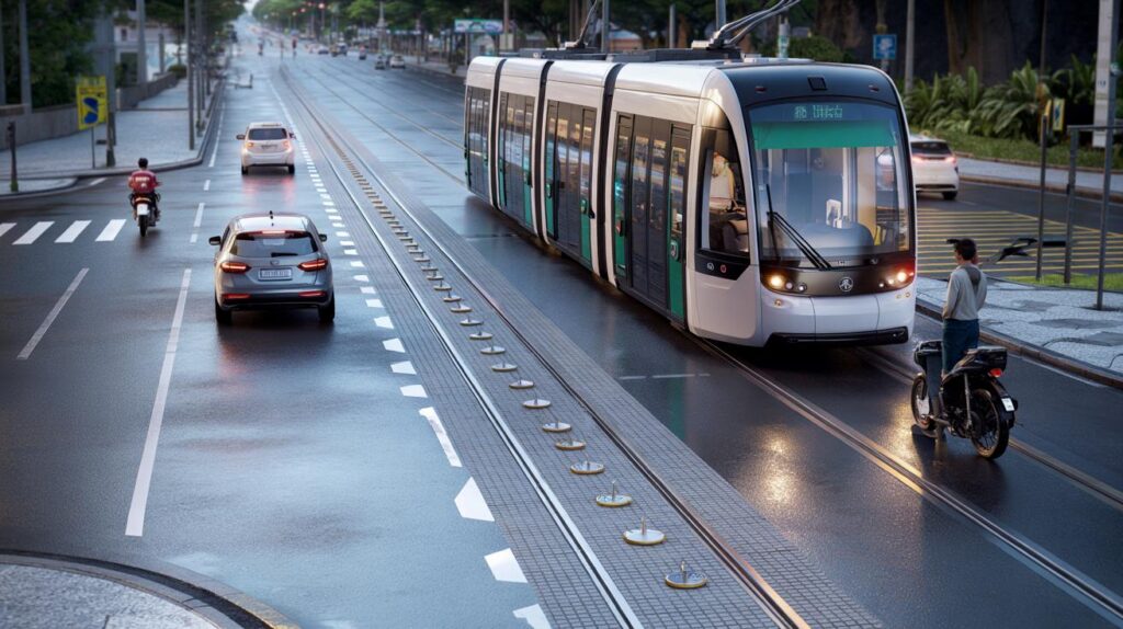 Curitibanos, vocês topariam andar no bonde sem trilhos? 280 lugares e ímãs a cada 1 metro na via