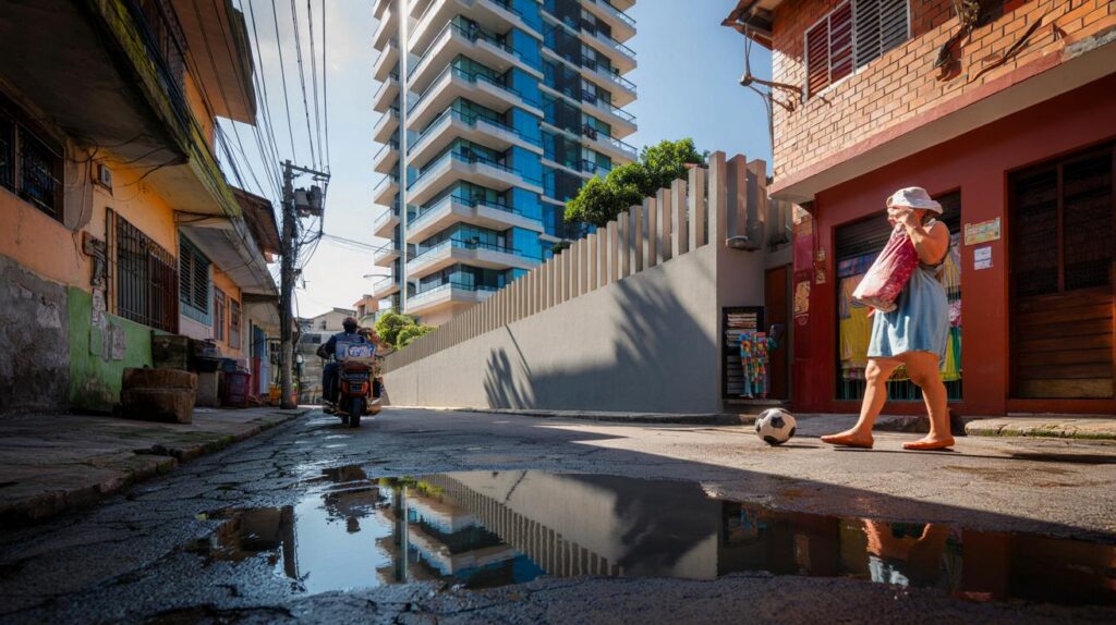 De baixo: a foto famosa ganha outro sentido e mostra o muro, as piscinas e o que você não vê