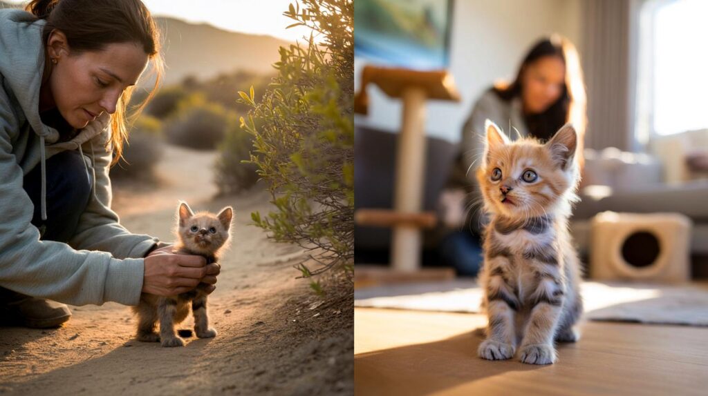 Ela saiu para caminhar e ouviu um choro: você salvaria um filhote de 6 semanas e 0,5 kg nos EUA?