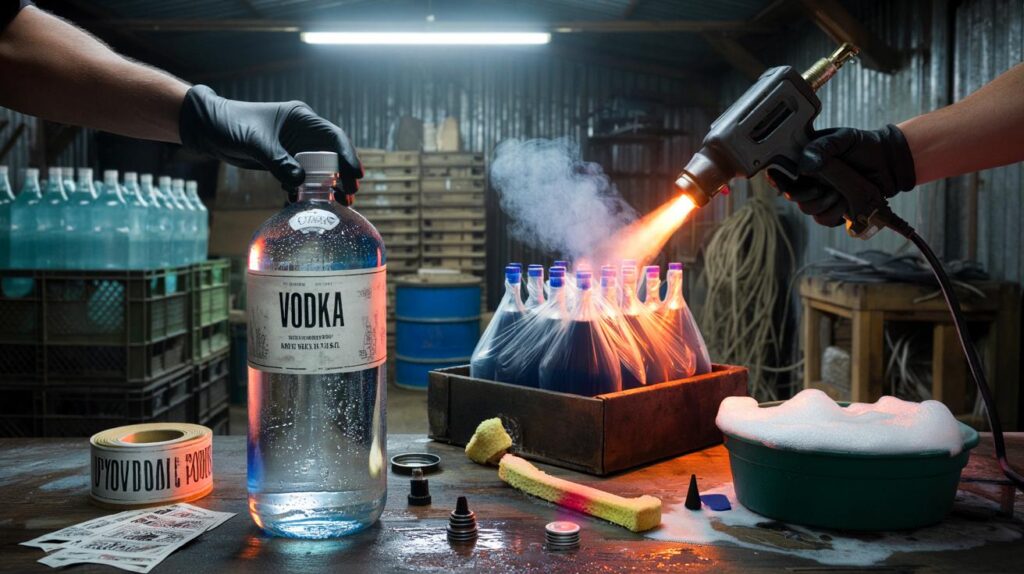 Fábrica clandestina em Terenos com rótulos falsos e garrafas recicladas: você beberia isso em casa?