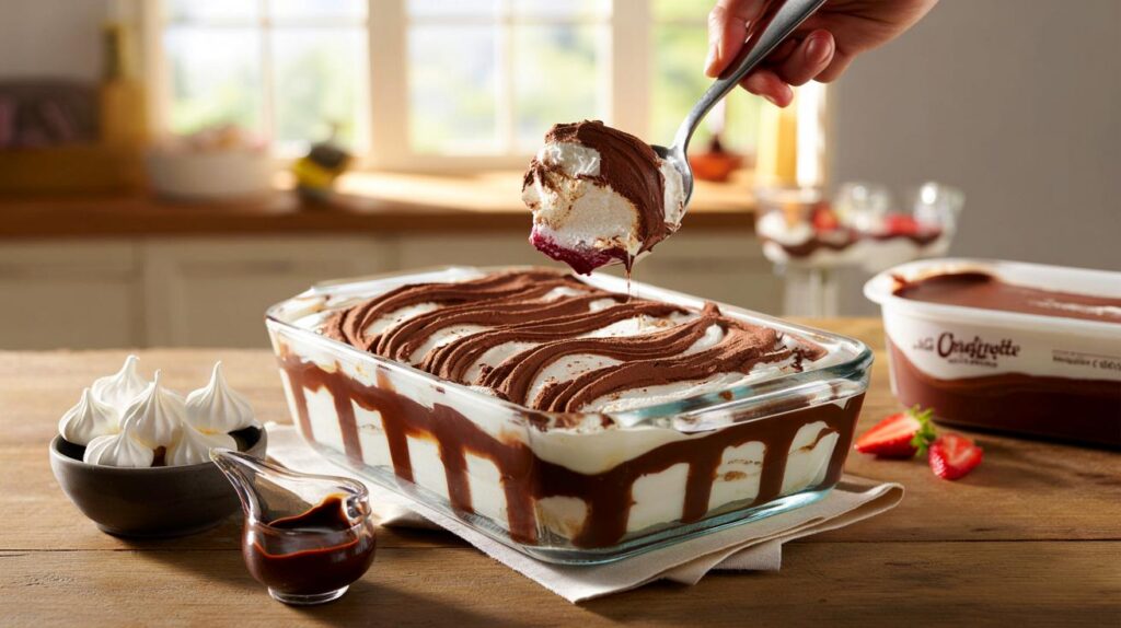 Famílias, atenção: pavê de sorvete com suspiro em 15 minutos e 3 ingredientes, topa testar hoje?