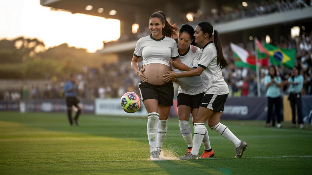 Grávida de 8 meses, a maior artilheira do Santos bate 150 gols: você faria o mesmo pelo time?