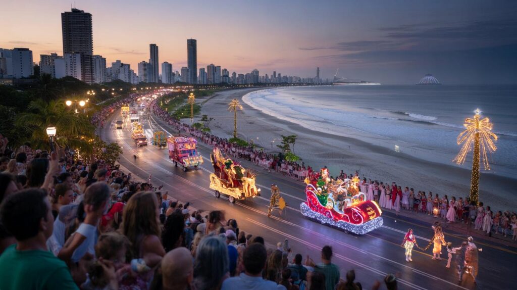 Maior desfile de Natal do país em Balneário Camboriú: você vai encarar 7,5 km de luzes na orla?