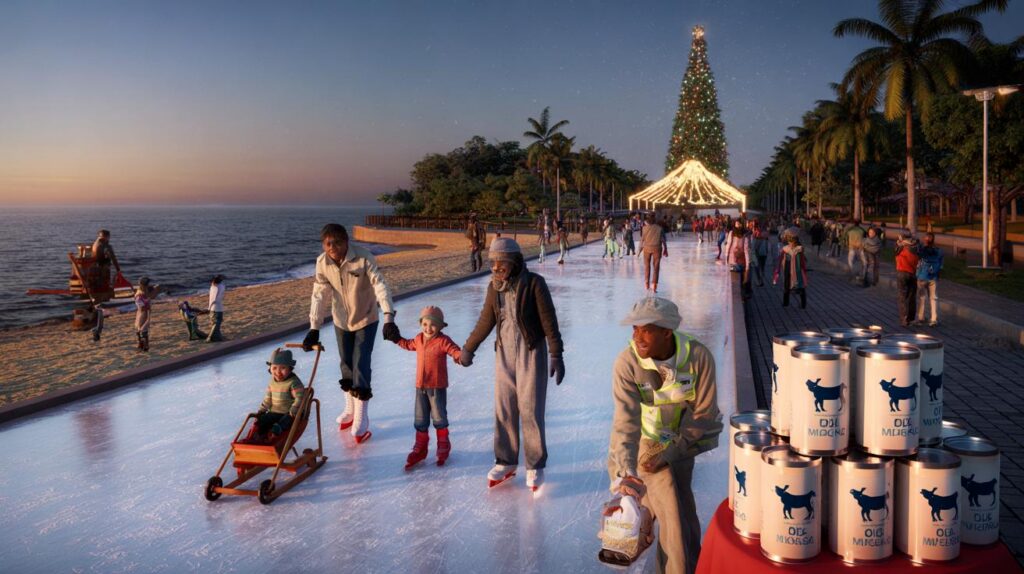 Manaus ganha pista de gelo na Ponta Negra: você leva 1 lata de leite e patina por 30 minutos?