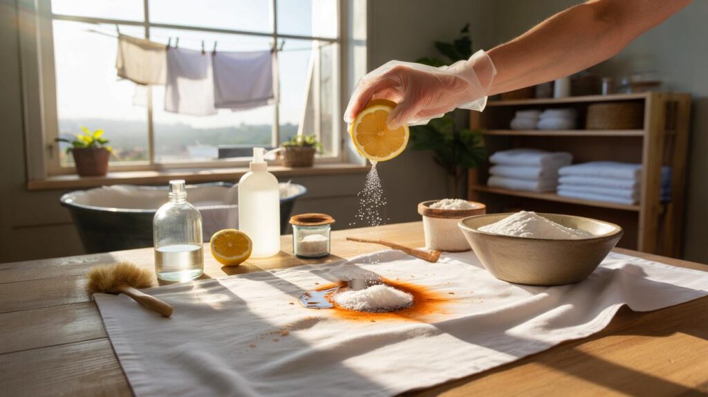 Manchas tipo ferrugem nos seus lençóis? 5 passos com vinagre, limão e sol para você