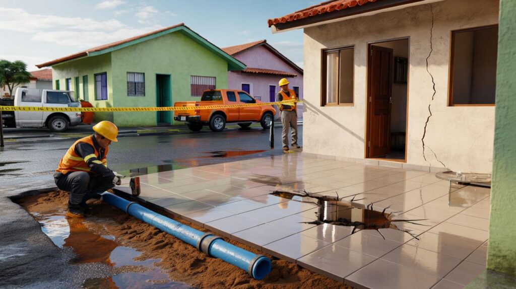 Marília: piso cede, Defesa Civil interdita 2 casas e vizinhos temem rachaduras; você dormiria ali?