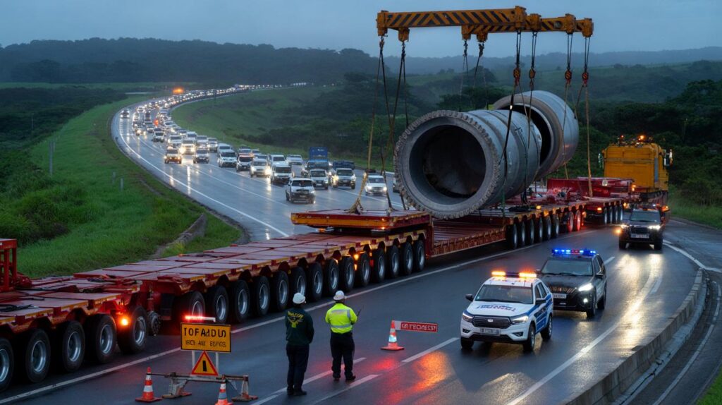 Megacarreta de 850 toneladas volta a travar a BR-381: você está pronto para filas e desvios?