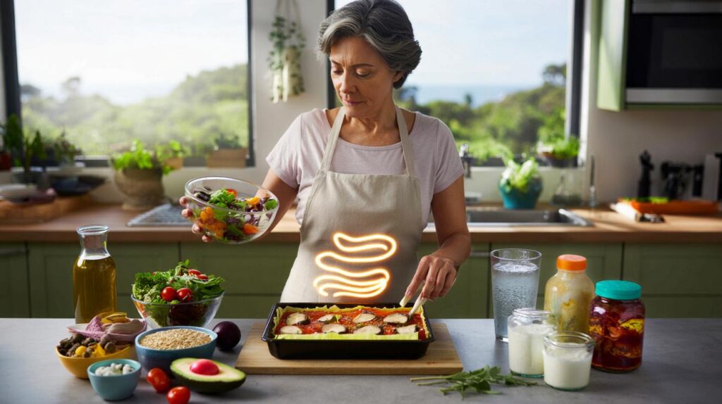 Menopausa sem mistério: seu intestino controla seus calorões? 7 passos práticos para você