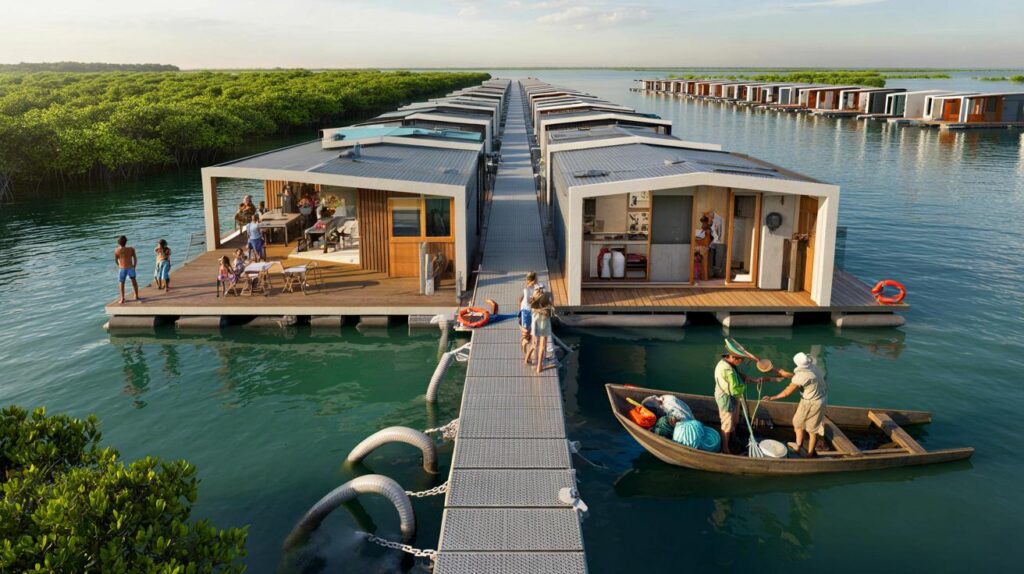 Moradores de Cubatão, vocês topariam viver sobre a água? 80 casas flutuantes prometem virar bairro