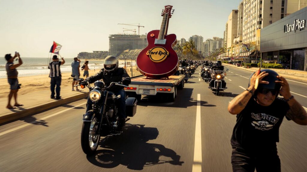 Neymar lidera motociata e leva guitarra do Hard Rock a Praia Grande: você vai perder essa chegada?