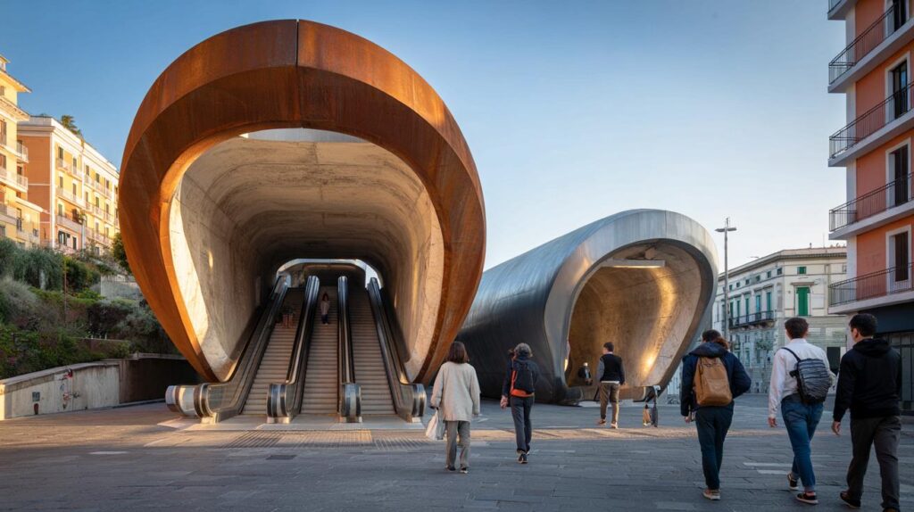 Nova estação em Nápoles: você encararia uma boca de aço de 200 toneladas por 1,30 € até a aula?
