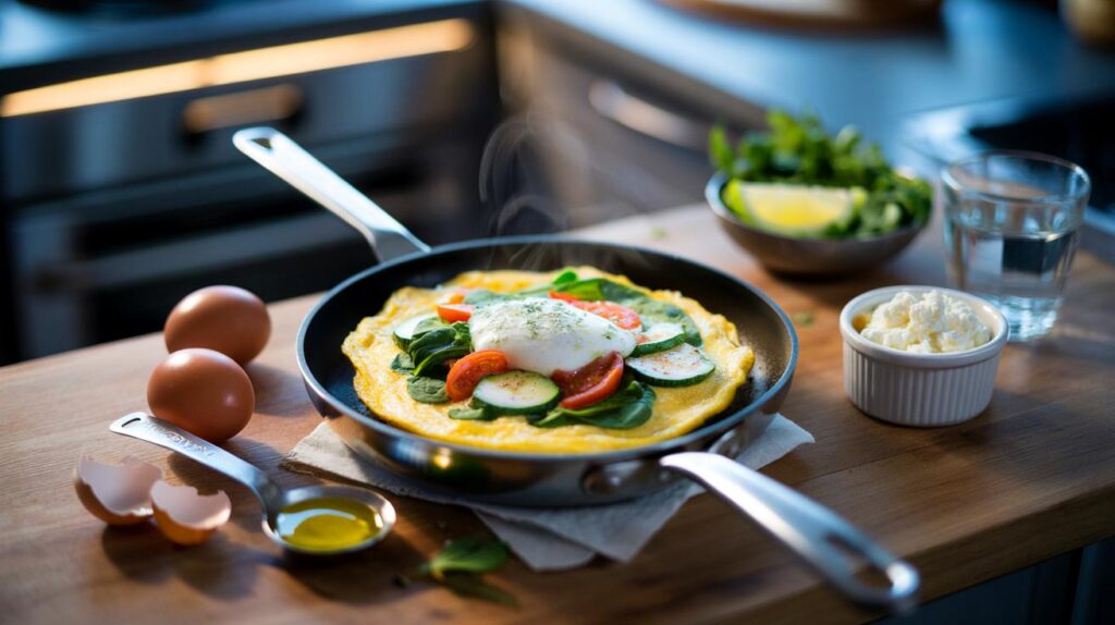 Omelete proteica para seu jantar: 2 ovos, 150 calorias e saciedade real, você topa testar?
