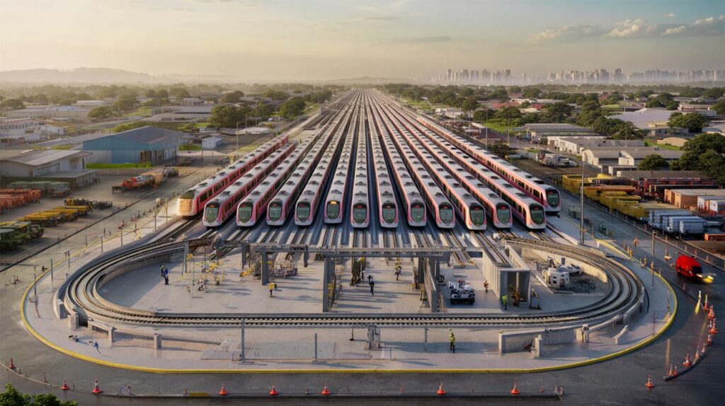 Plano do pátio da Linha 20 em São Bernardo surpreende: 227.609 m², 50 trens e o que muda na rota?