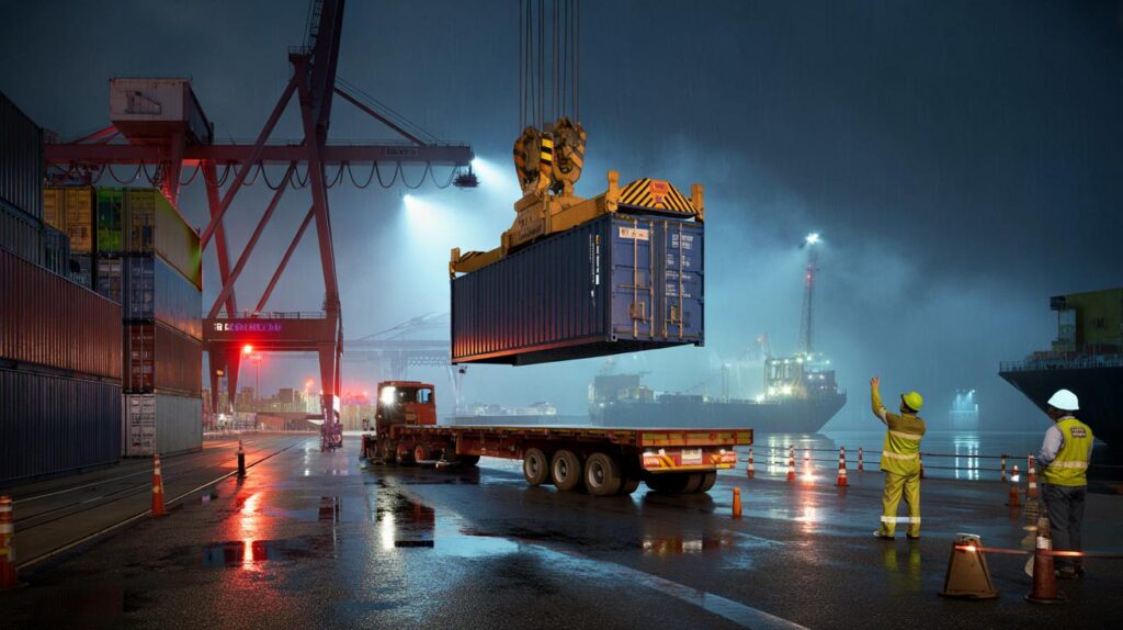 Porto de Santos: contêiner inclina após travar no spreader, 0 feridos, e se fosse seu caminhão?