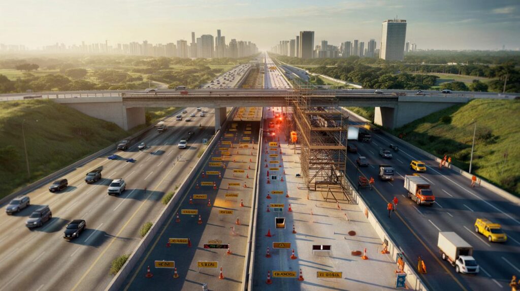 Preso em Alphaville? obras no Rodoanel fecham 3 faixas no km 16, 24h, e travam o acesso à Castello