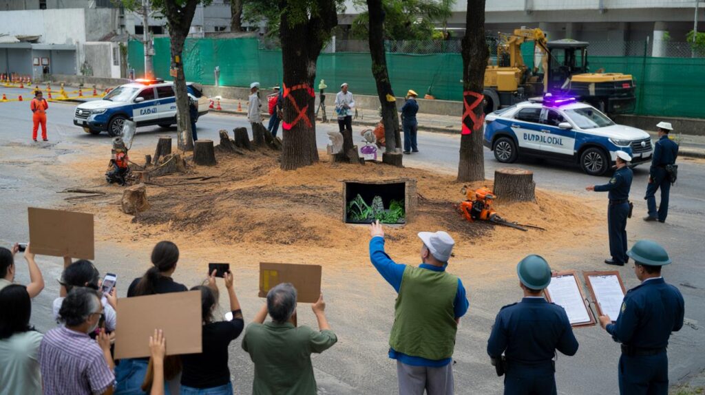 Protesto na Lapa: mais de 100 árvores caem para condomínio e GCM chega; você concorda com corte?