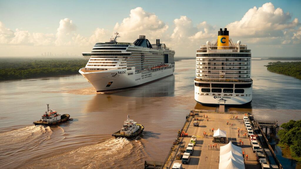 Quase juntos: você vai ver o MSC Seaview e Costa Diadema em Belém às 10h30 e 11h, com 6.000 leitos?